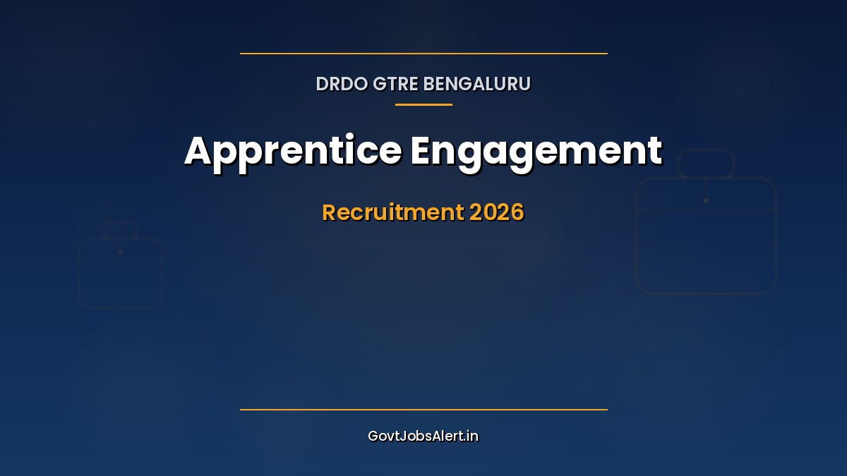 DRDO GTRE Apprenticeship 2026 Bengaluru recruitment notification for 150 Graduate Diploma ITI and General apprentice trainees walk-in interview 6 June 2026