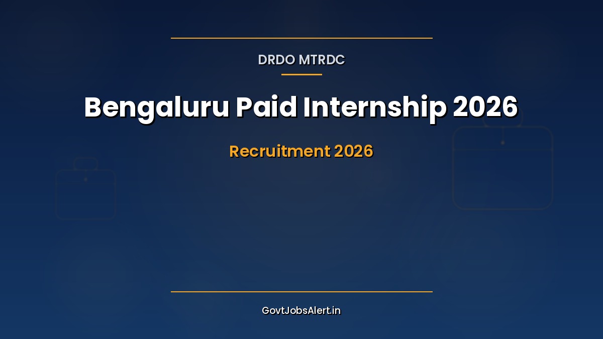DRDO MTRDC Bengaluru Paid Internship 2026 notification poster — 10 slots for engineering and science students, stipend Rs 5,000 per month, apply offline by 15 June 2026