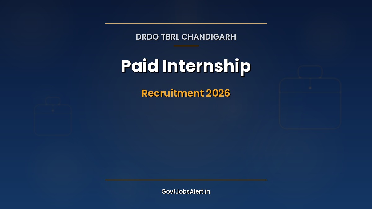 DRDO TBRL Chandigarh Paid Internship 2026 notification banner — 37 vacancies for B.E./B.Tech and M.Sc Chemistry students, last date 25 May 2026