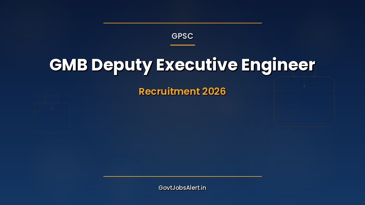 GPSC GMB DEE Recruitment 2026 notification banner showing 8 Deputy Executive Engineer Civil and Mechanical Class-2 posts under Gujarat Maritime Board