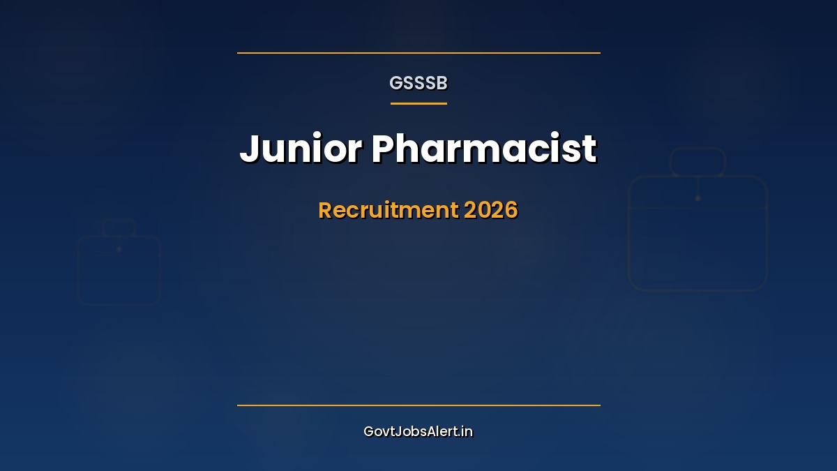 GSSSB Junior Pharmacist Recruitment 2026 notification thumbnail for 14 Class-III pharmacist posts under Gujarat Health Department PwBD special drive.