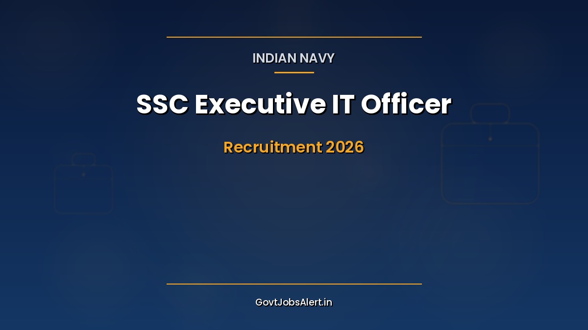 Indian Navy SSC Executive IT Recruitment 2026 notification banner showing 15 Sub Lieutenant Officer vacancies for Information Technology branch