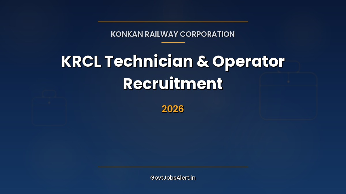 KRCL Recruitment 2026 walk-in interview for 132 Technician, Driver and Helper posts at Konkan Railway Visakhapatnam workshop in June 2026