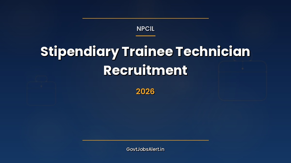 NPCIL Kudankulam Stipendiary Trainee Technician Recruitment 2026 banner — 255 posts across 8 trades at Tamil Nadu nuclear power project