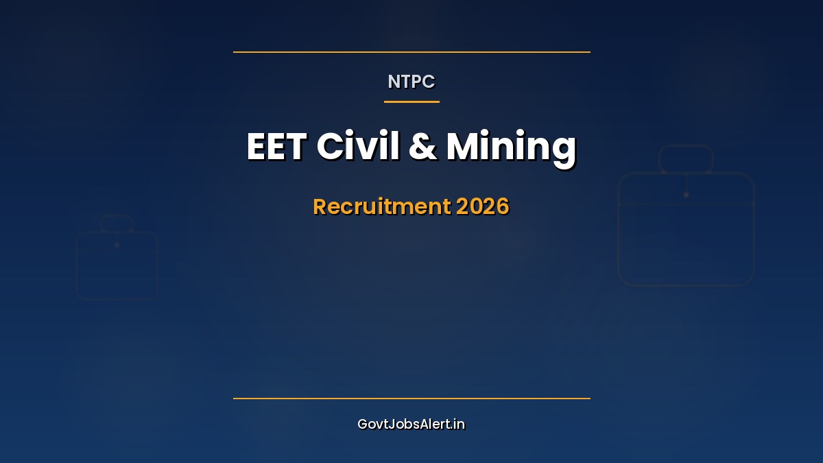 NTPC EET Civil and Mining Recruitment 2026 thumbnail for 52 Executive Trainee posts via GATE 2025 in Civil OBC SRD and Mining disciplines.