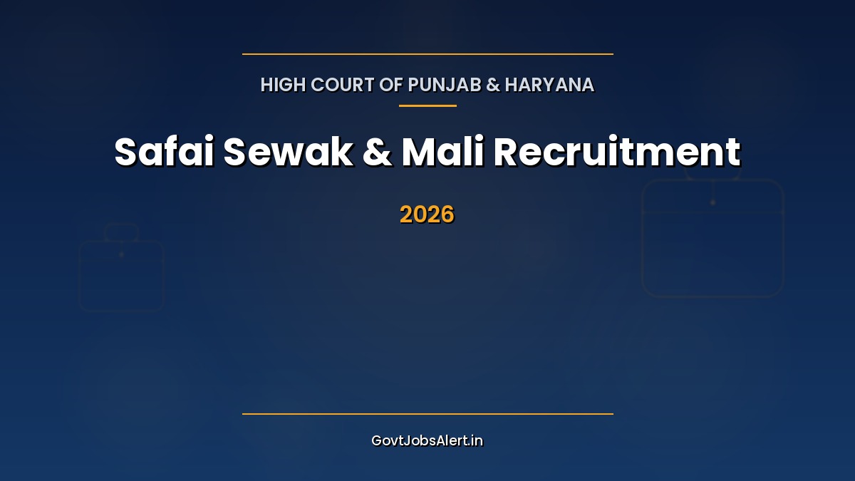 Punjab and Haryana High Court Safai Sewak and Mali Recruitment 2026 notification for 167 posts apply online
