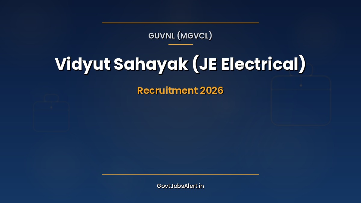 GUVNL Vidyut Sahayak Junior Engineer Electrical Recruitment 2026 notification for 183 posts apply online in Gujarat