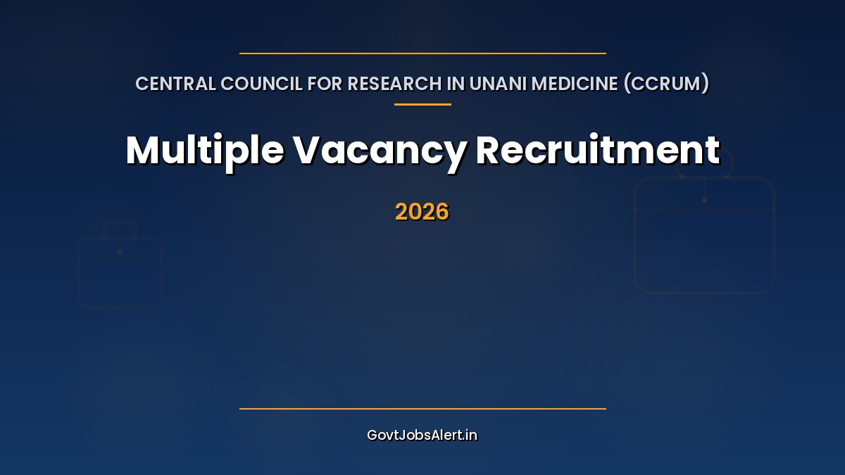 CCRUM Recruitment 2026 notification for 169 Research Officer, Staff Nurse, Pharmacist, clerk and MTS posts under Ministry of Ayush
