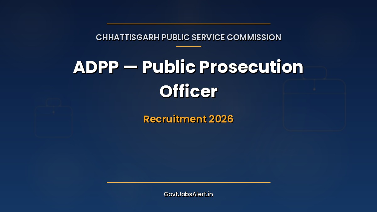 CGPSC ADPP Recruitment 2026 notification for 15 Assistant District Public Prosecution Officer posts in Chhattisgarh, Pay Level-9