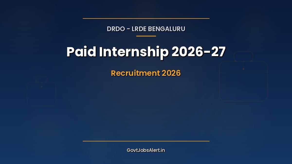 DRDO LRDE Bengaluru Paid Internship 2026 notification for 75 engineering student internship seats with stipend