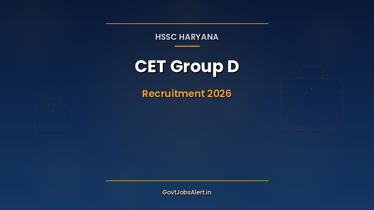 Haryana CET Group D 2026 notification by HSSC for Common Eligibility Test with online registration open
