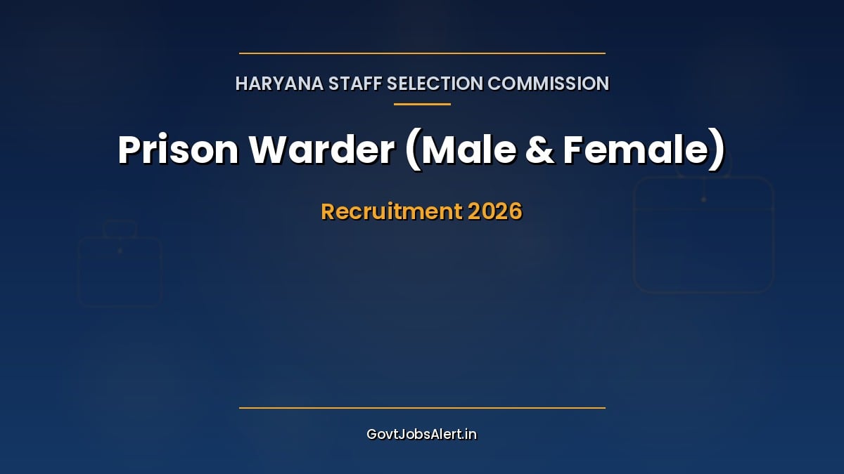 HSSC Warder Recruitment 2026 notification for 1205 Haryana Prison Warder male and female posts apply online
