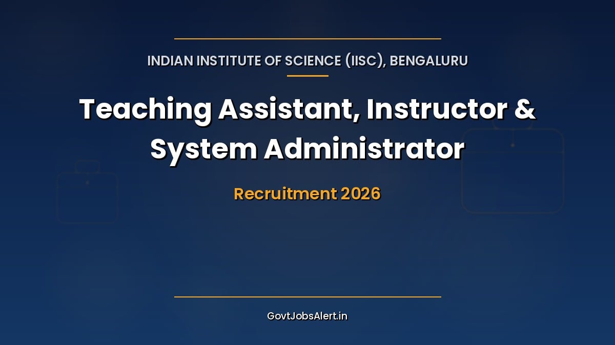 IISc Bangalore Recruitment 2026 for 34 Teaching Assistant, System Administrator, Instructor and Project Scientist posts