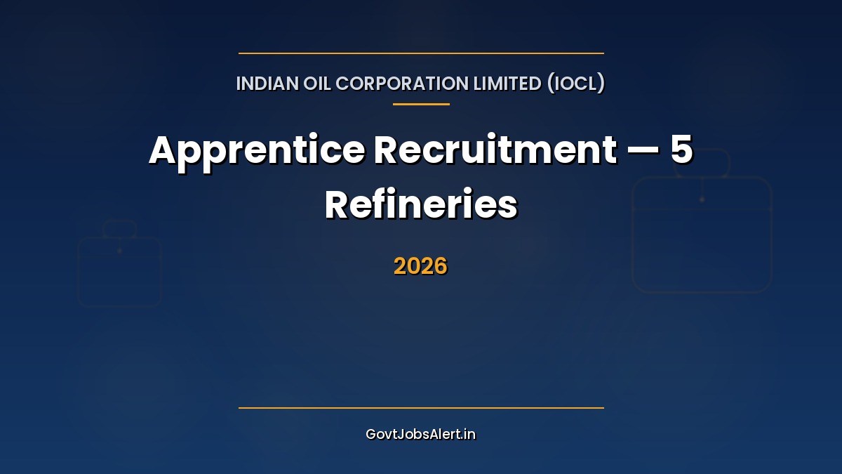 Indian Oil Corporation IOCL Refineries Division Apprentice Recruitment 2026 notification for 1626 posts across 5 refineries in India