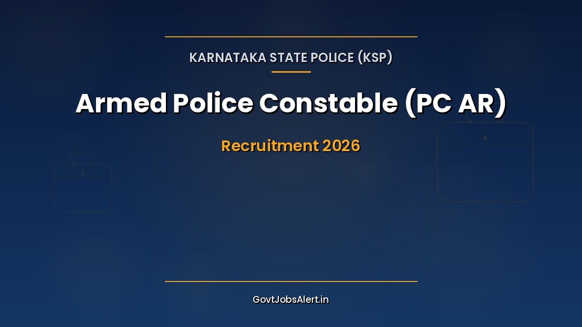 KSP Armed Police Constable Recruitment 2026 notification for 1600 Karnataka Police PC AR posts apply online