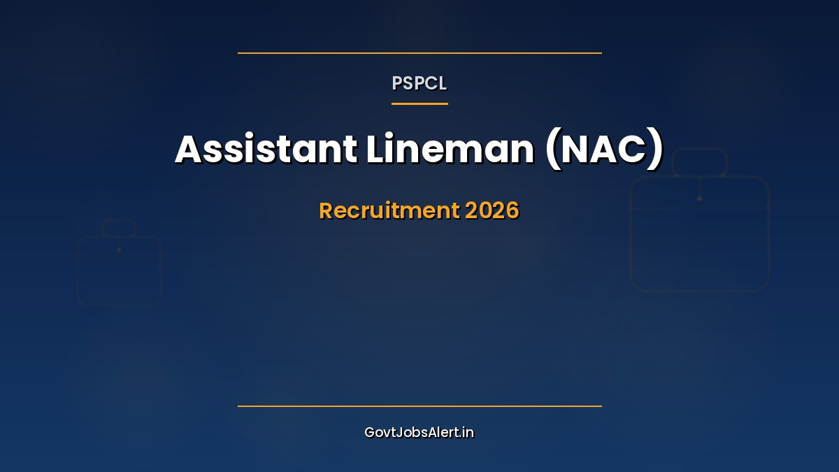 PSPCL Assistant Lineman NAC Based Recruitment 2026 notification for 3289 posts in Punjab for matric and NAC holders