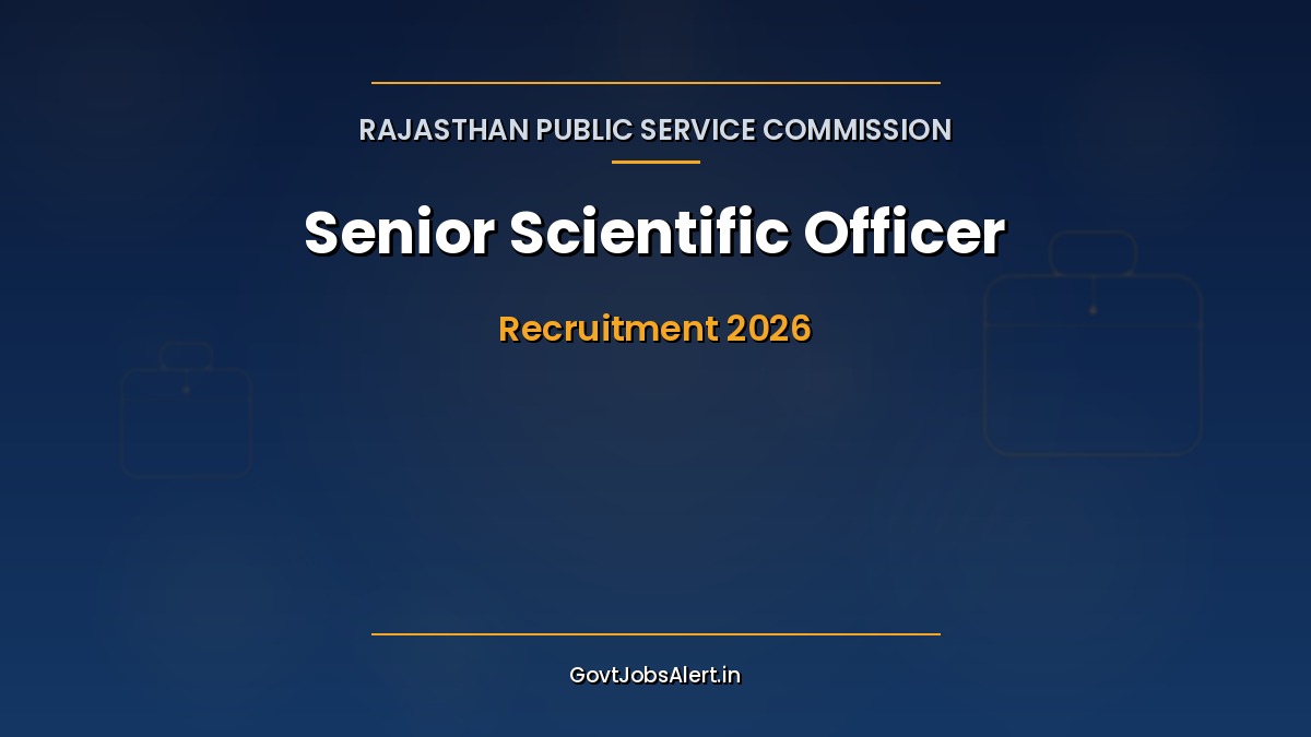 RPSC Senior Scientific Officer Recruitment 2026 notification for Forensic Science Laboratory Toxicology Physics and Ballistics divisions