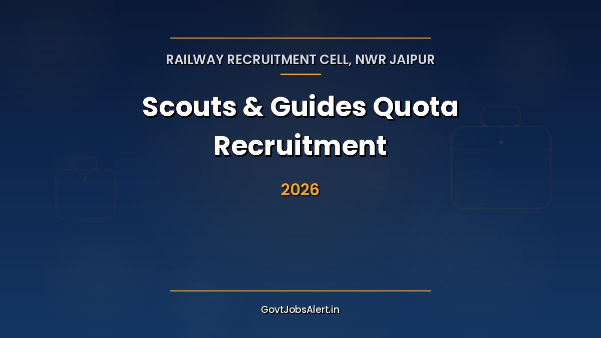 RRC North Western Railway Scouts and Guides Quota Recruitment 2026 notification for 10 Level-1 and Level-2 posts in Rajasthan