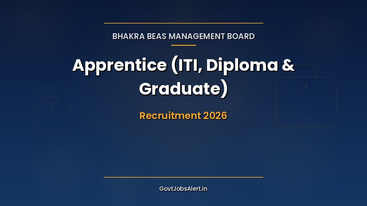 BBMB Bhakra Beas Management Board Apprentice Recruitment 2026 notification for 71 ITI Diploma and Graduate trade posts