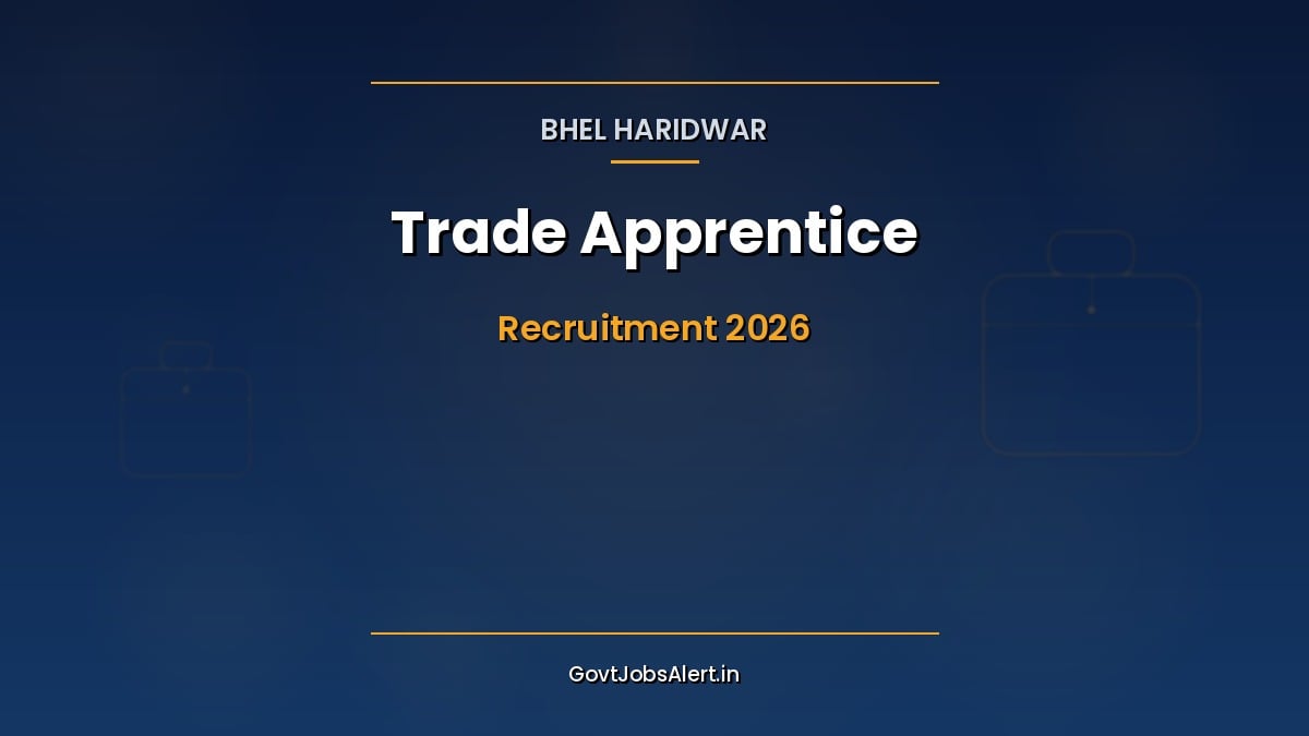 BHEL Haridwar Trade Apprentice Recruitment 2026 notification for 187 ITI apprentice seats across Fitter, Welder and Electrician trades in Uttarakhand