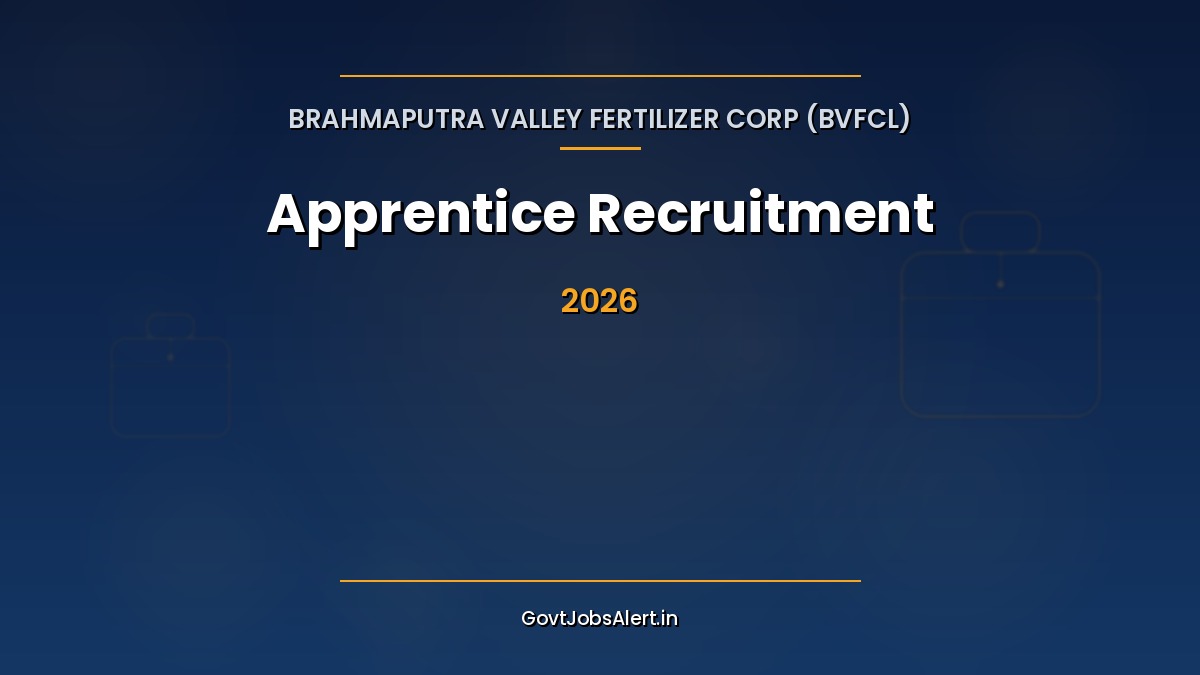 BVFCL Apprentice 2026 notification poster showing 38 Graduate Diploma and ITI Trade Apprentice seats at Namrup Assam