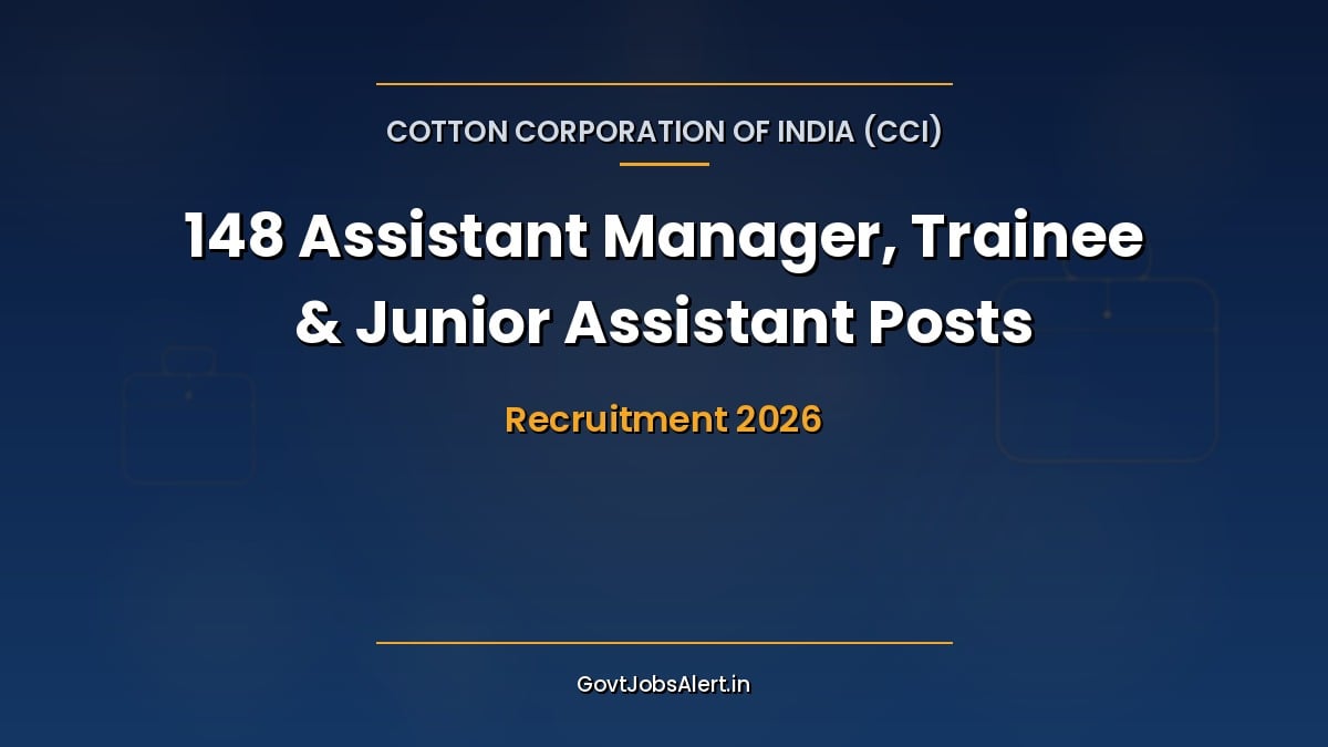 CCI Direct Recruitment 2026 notification for 148 Assistant Manager, Management Trainee and Junior Assistant posts in Cotton Corporation of India