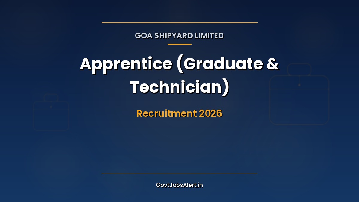 Goa Shipyard Limited GSL Apprentice Recruitment 2026 notification for 30 Graduate and Technician Apprentice posts apply offline by 15 July 2026