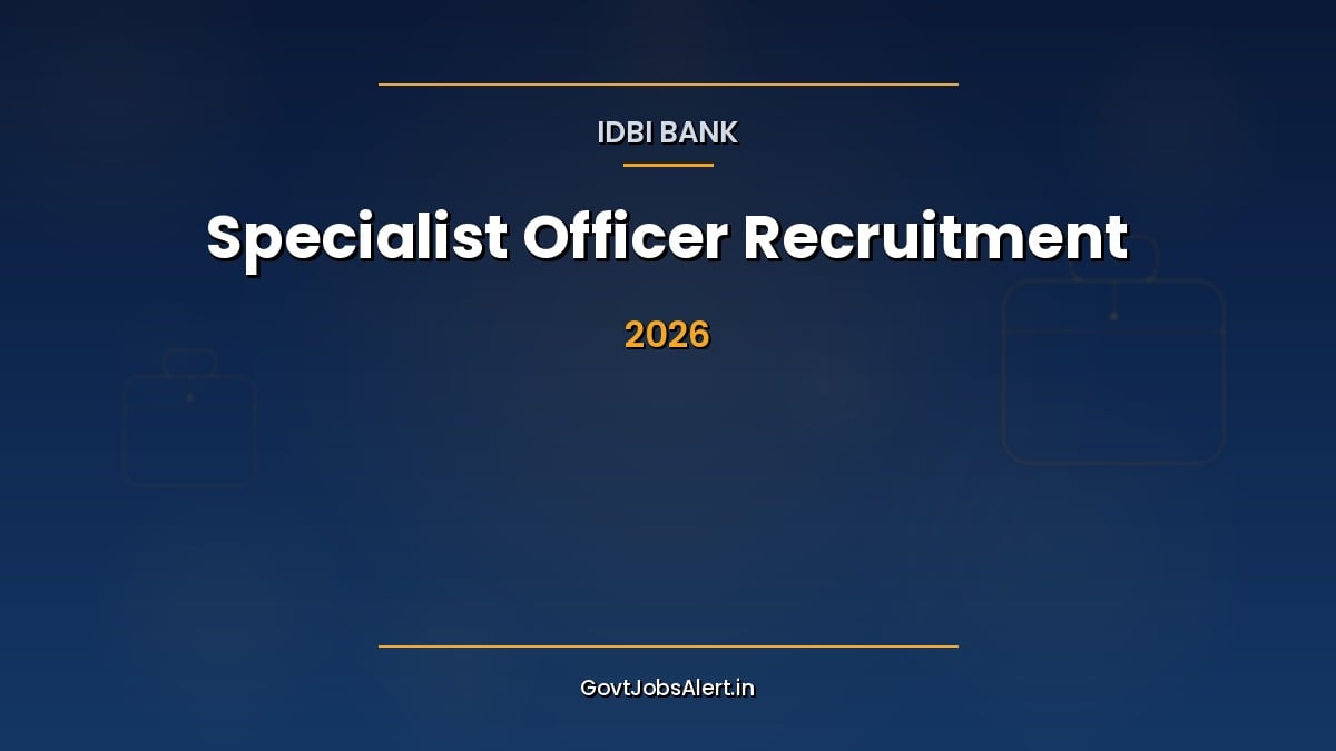 IDBI Bank Specialist Officer SO Recruitment 2026 notification for 31 Manager AGM and DGM posts in audit IT legal and security