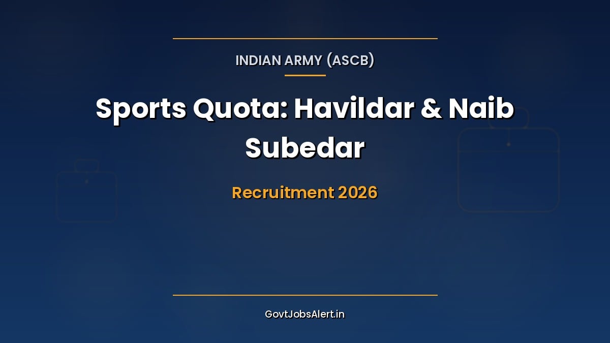 Indian Army Sports Quota Recruitment 2026 notification for Havildar and Naib Subedar sports entry posts