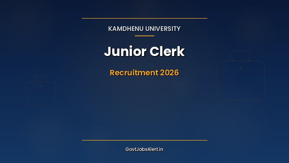 Kamdhenu University Junior Clerk Recruitment 2026 notification for 101 Class-3 posts in Gujarat with salary and eligibility details