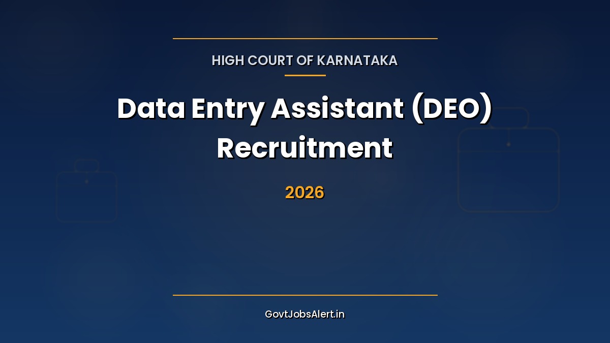 Karnataka High Court DEO 2026 notification poster showing 21 Data Entry Assistant vacancies with pay scale