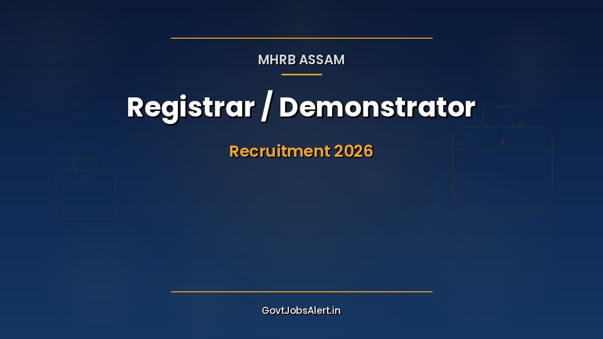 MHRB Assam Recruitment 2026 notification for 492 Registrar Demonstrator Resident Physician posts apply online poster