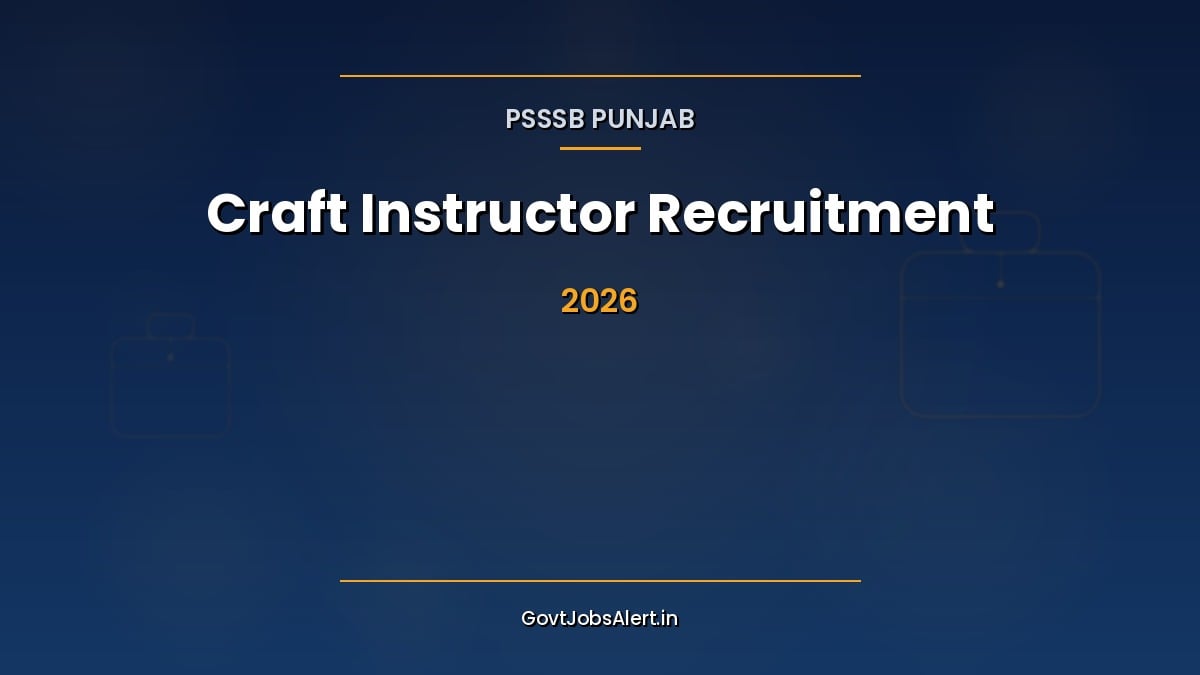 PSSSB Craft Instructor Recruitment 2026 notification for 681 posts in Punjab ITIs with Pay Level 6