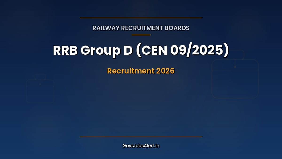 RRB Group D CEN 09/2025 Level 1 Recruitment 2026 official notice - GovtJobsAlert.in