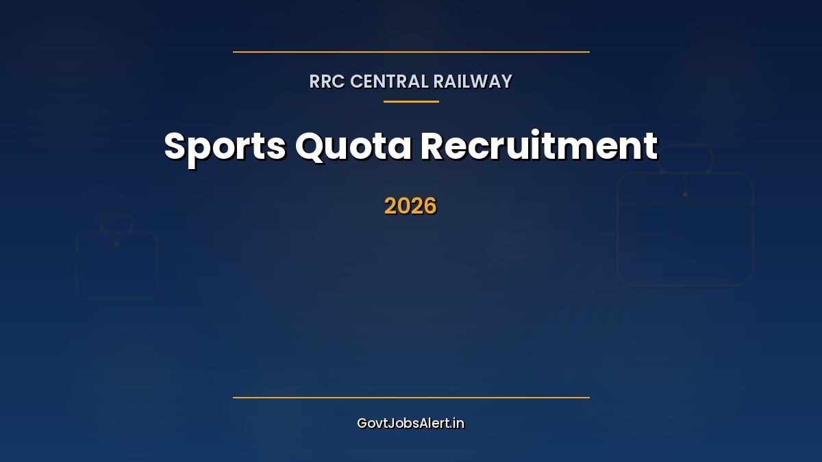RRC Central Railway Sports Quota Recruitment 2026 notification for 59 Group C and Level 1 posts across multiple sports disciplines