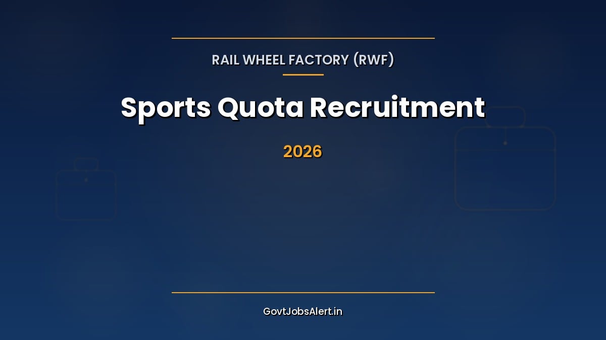 RWF Sports Quota Recruitment 2026 notification for 15 Technician Gr.III and Junior Clerk posts in Rail Wheel Factory Bangalore