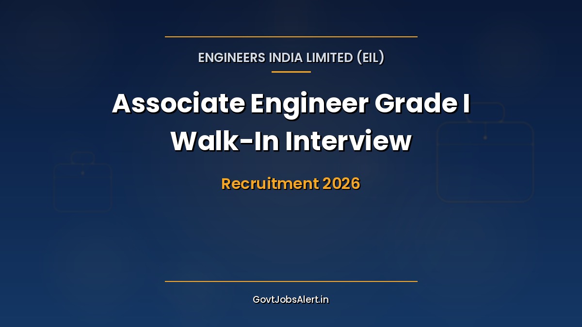 EIL Associate Engineer Recruitment 2026 walk-in interview notice for 12 fixed term Associate Engineer Grade I posts