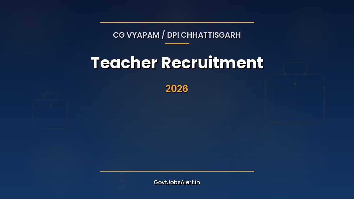 CG Vyapam Teacher Recruitment 2026 notification for 1,654 Teacher posts in Chhattisgarh across six subjects including English and Maths
