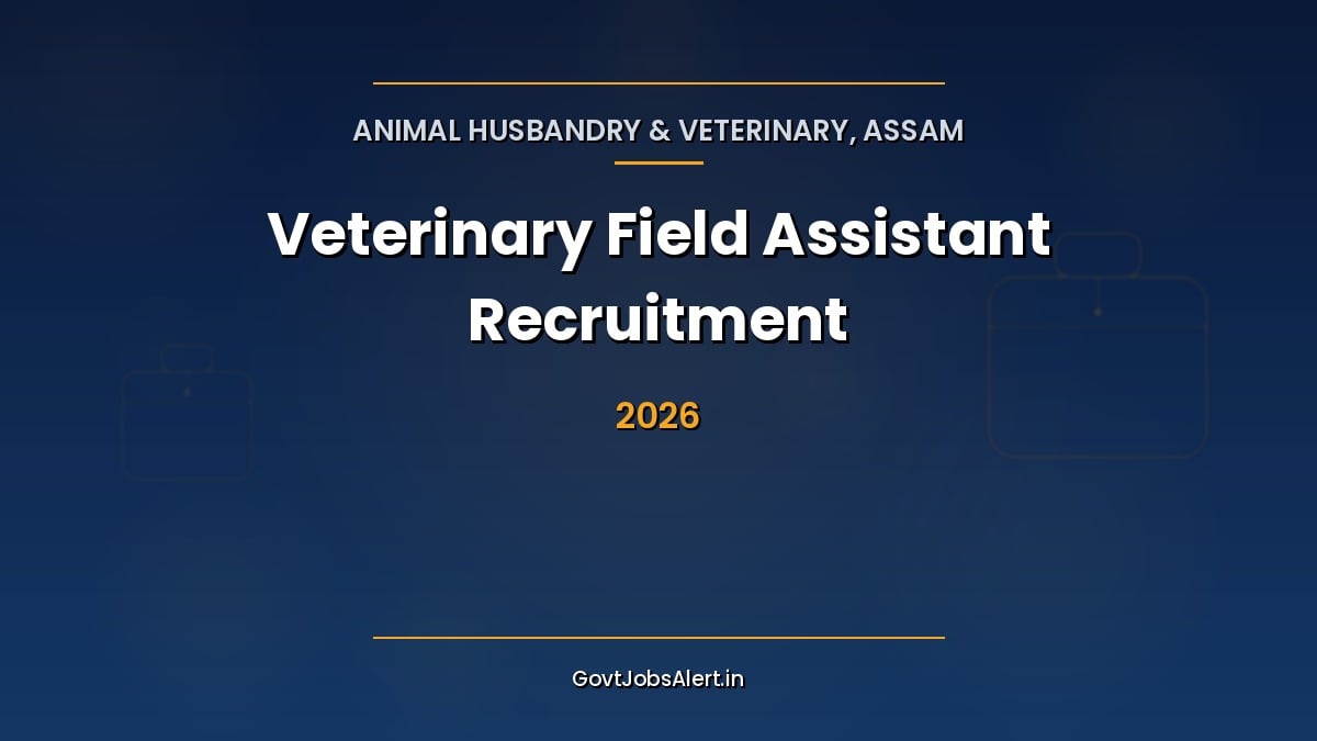 Assam Veterinary Field Assistant Recruitment 2026 notification banner for 200 VFA vacancies, Class 12 Science, Animal Husbandry Department Assam