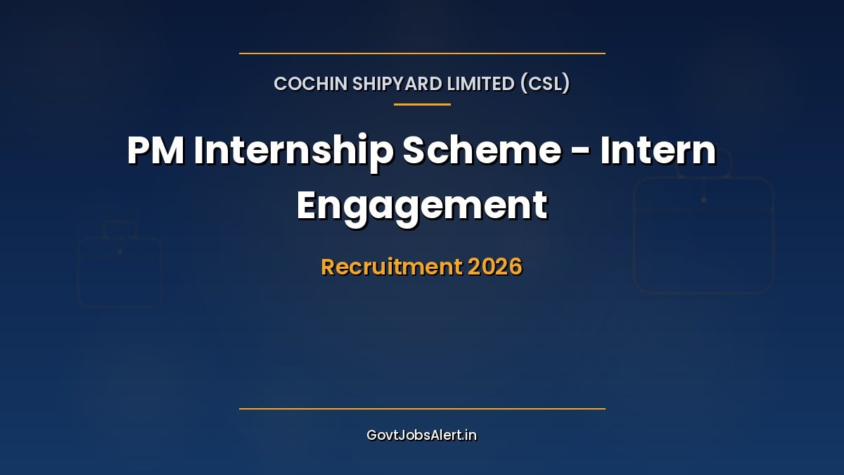 CSL PMIS Internship 2026 notification banner showing 227 intern seats at Cochin Shipyard for 10th pass, ITI and Diploma candidates