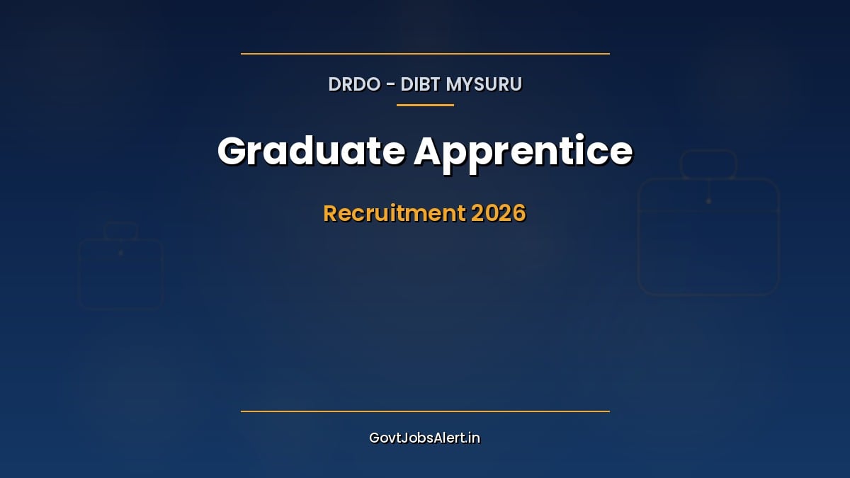DRDO DIBT Apprentice Recruitment 2026 notification for 6 Graduate Apprentice posts at Defence Institute of Biodefence Technologies Mysuru