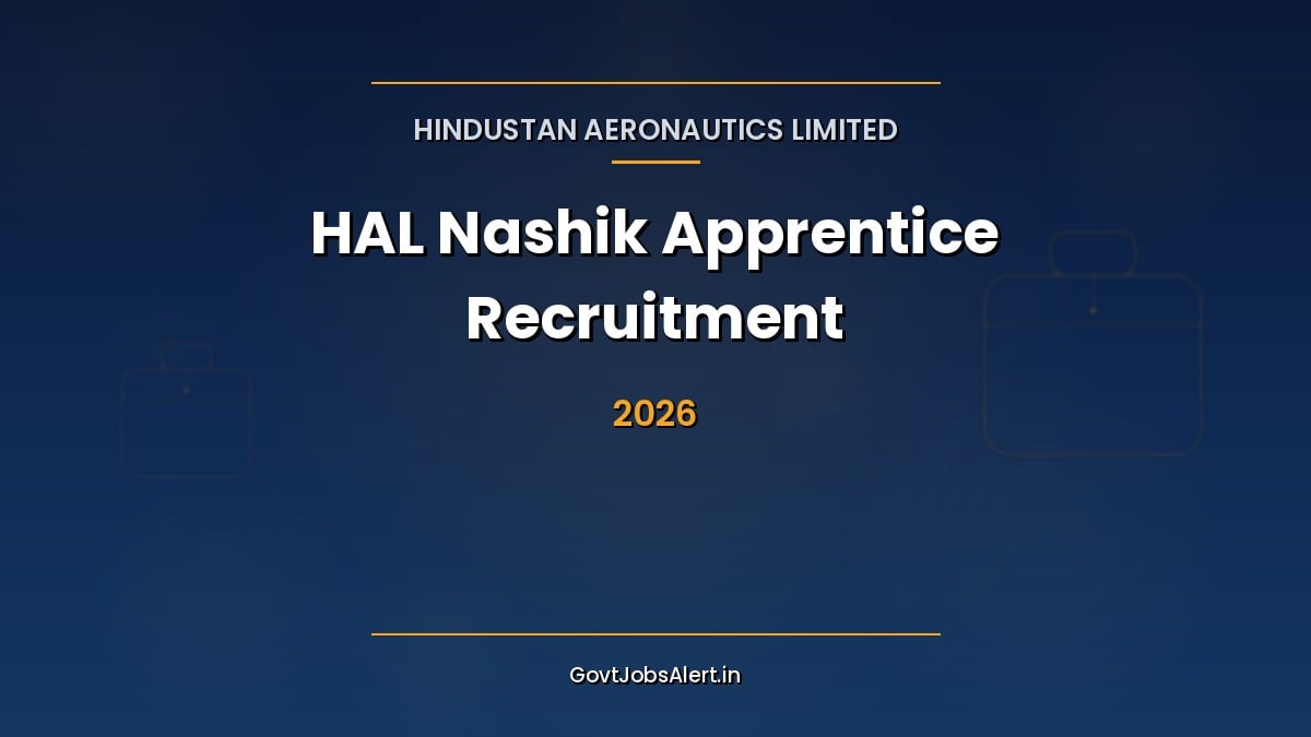 HAL Apprentice Recruitment 2026 notification for 627 ITI, Diploma and Graduate posts at HAL Ojhar Nashik Aircraft Division, Maharashtra