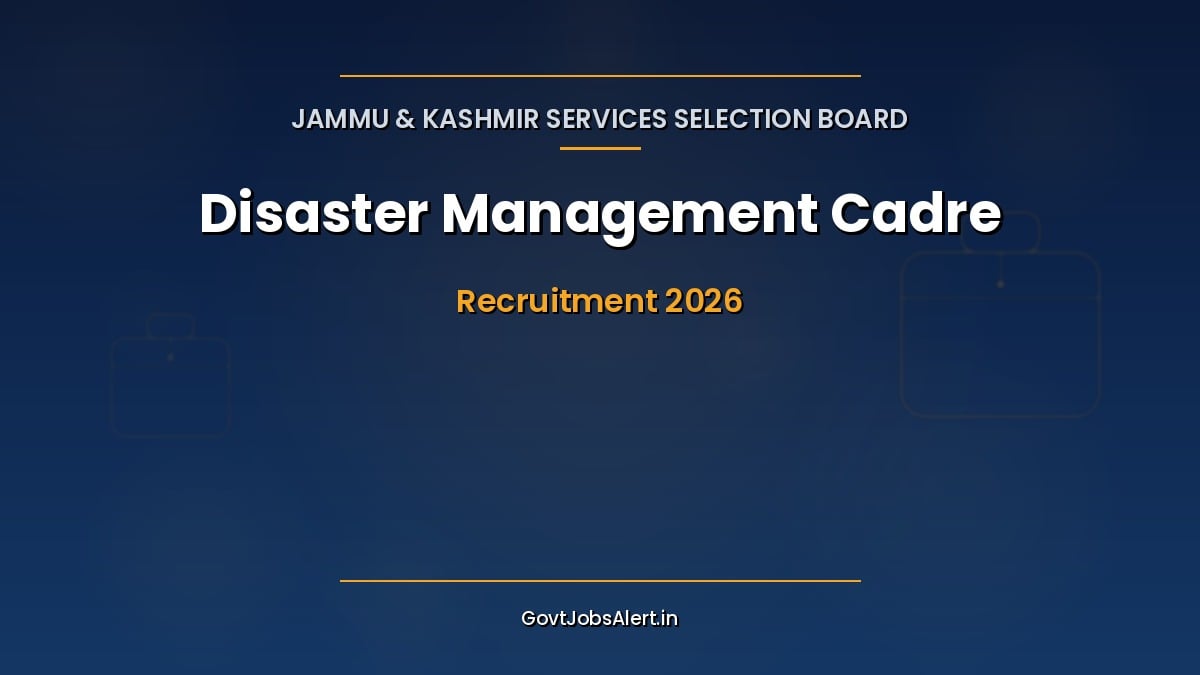 JKSSB Disaster Management Cadre Recruitment 2026 notification for 72 Sub Inspector, Junior Librarian and Depot Assistant posts