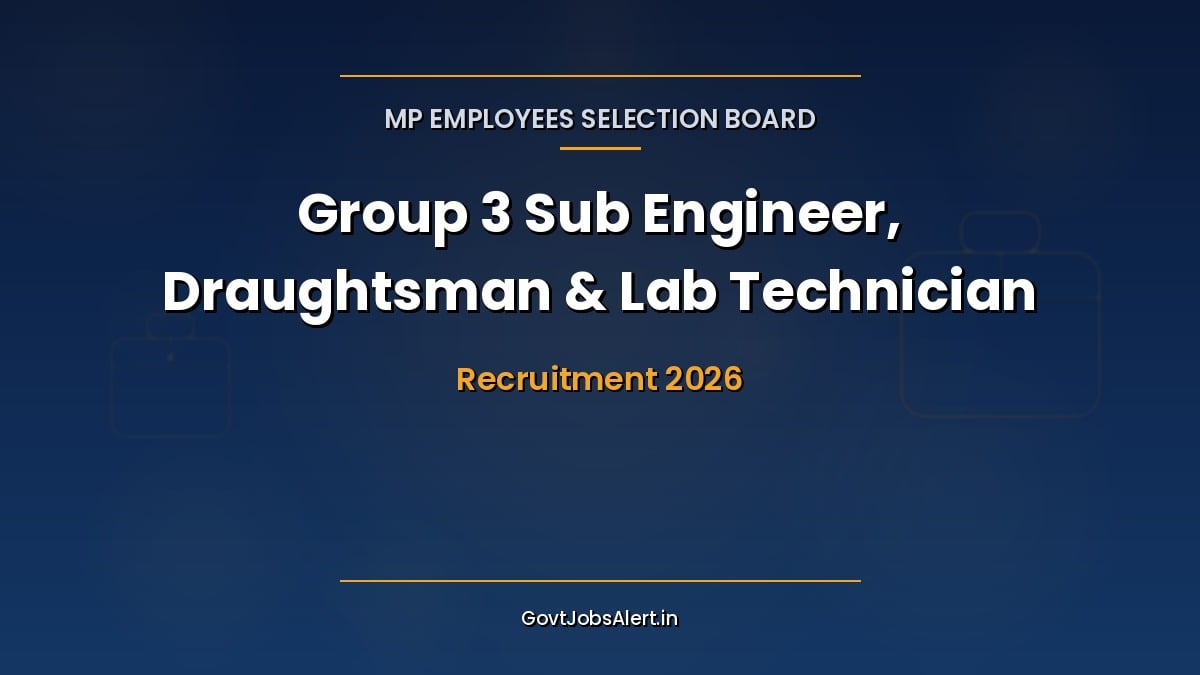 MPESB Group 3 Recruitment 2026 notification for 1,700 Sub Engineer, Draughtsman and Laboratory Technician posts in Madhya Pradesh