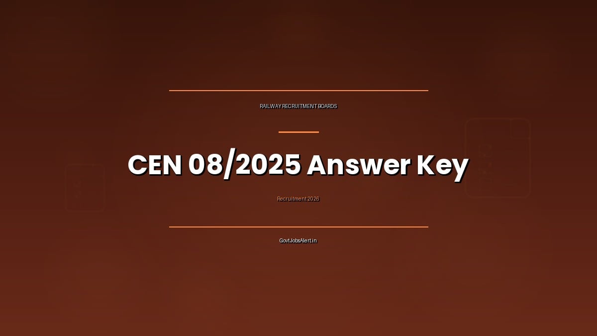RRB Ministerial and Isolated Categories CEN 08 2025 CBT answer key out with objection window till 7 August 2026