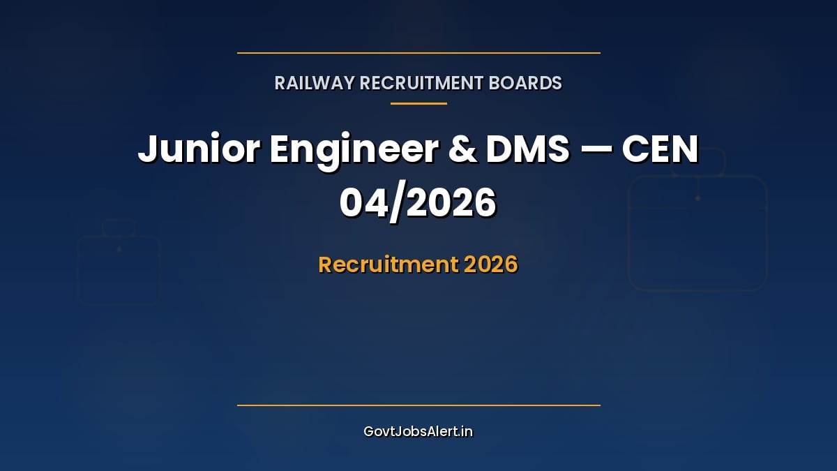 RRB JE CEN 04/2026 detailed notification confirming 3,993 Junior Engineer and Depot Material Superintendent vacancies in Indian Railways