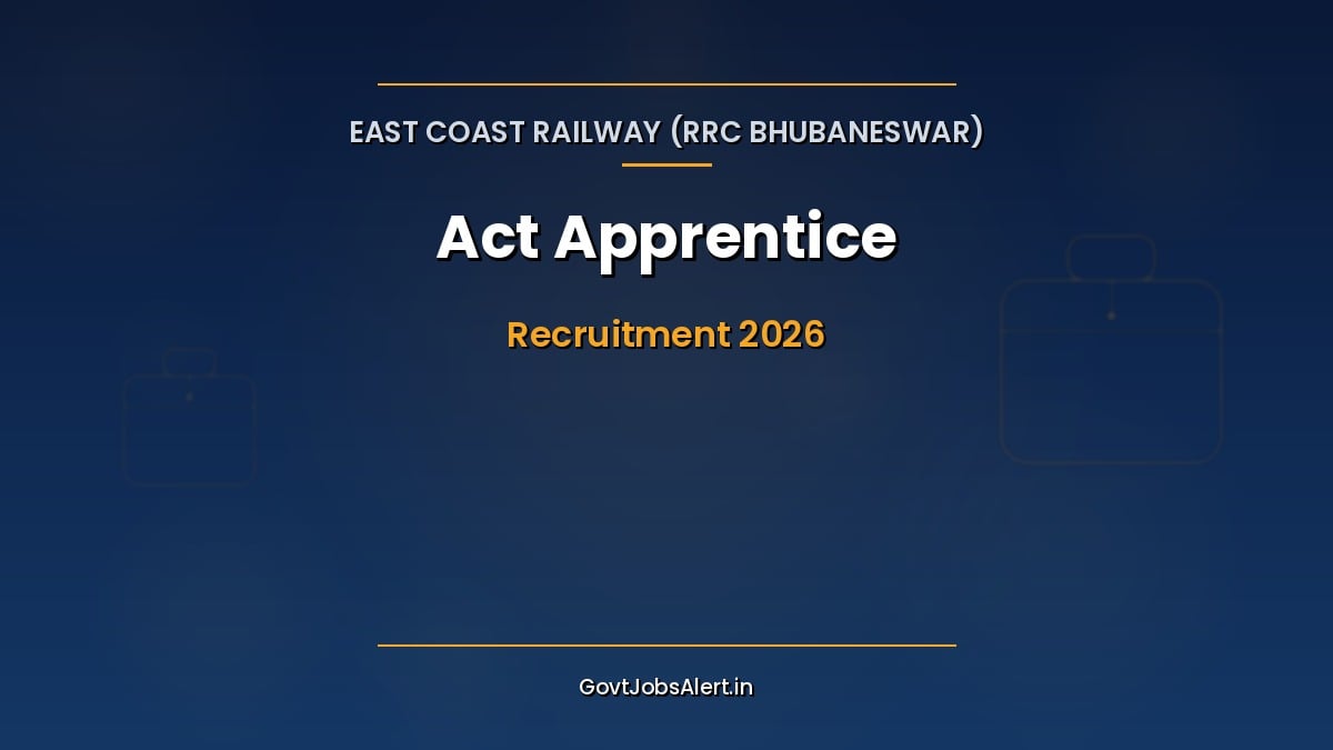 RRC ECoR Act Apprentice Recruitment 2026 notification for 1599 ITI trade apprentice posts in East Coast Railway Odisha