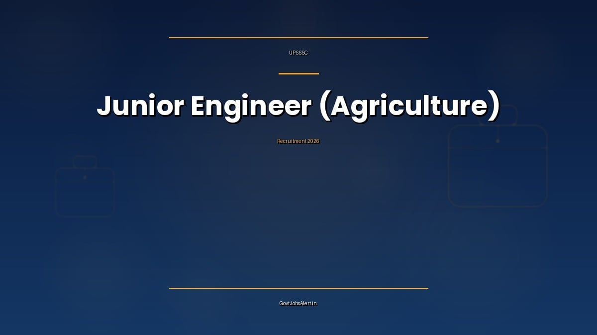 UPSSSC Junior Engineer Agriculture Recruitment 2026 notification for 134 Avar Abhiyanta posts in the Uttar Pradesh Agriculture Directorate