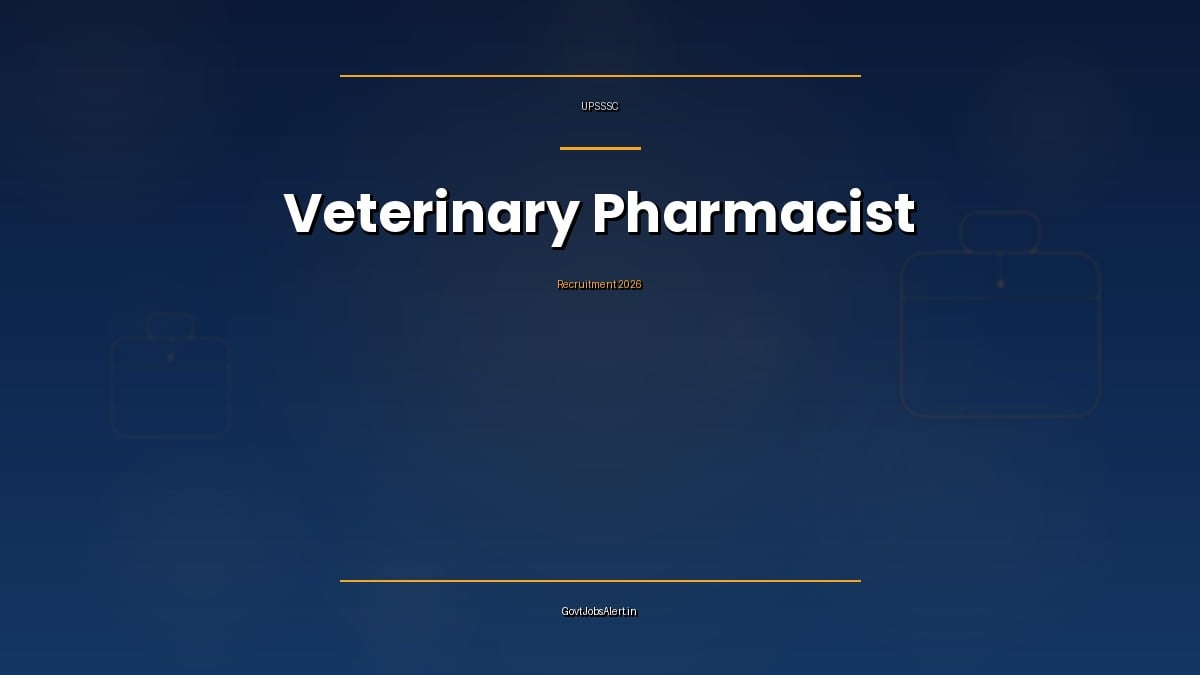 UPSSSC Veterinary Pharmacist Recruitment 2026 notification for 1308 vacancies in the Uttar Pradesh Animal Husbandry Directorate