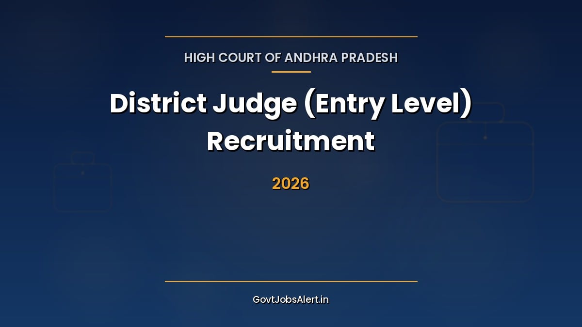 AP High Court District Judge Recruitment 2026 notification for 10 Entry Level posts, apply offline for Andhra Pradesh Judicial Service
